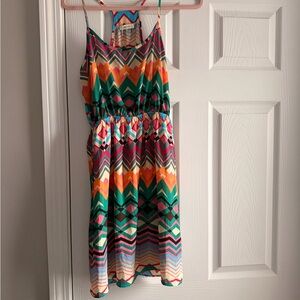 Everly Pink and Blue Chevron Sundress